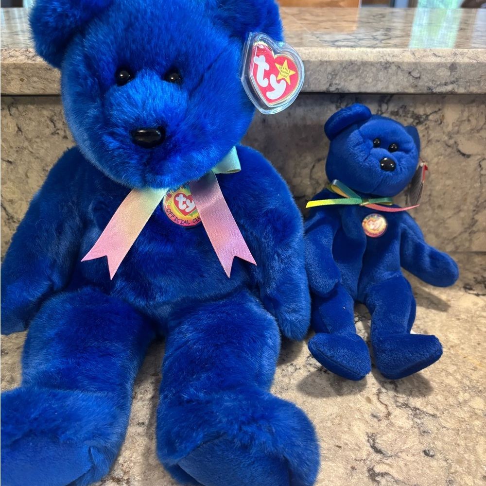 Ty Blue clubby beanie baby and beanie buddy with tags